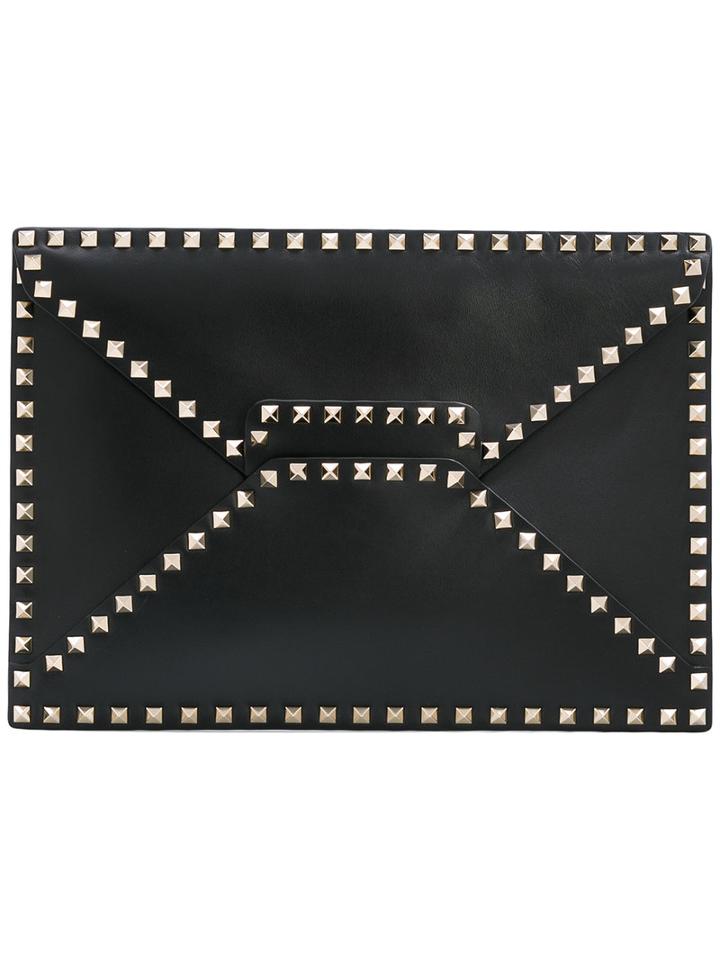 Garavani Rockstud Clutch - Men - Calf Leather/metal - One Size, Black, Calf Leather/metal, Valentino