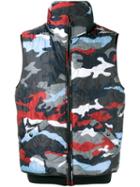 Moncler Gamme Bleu Camouflage Feather Down Gilet, Men's, Size: 2, Blue, Cotton/feather Down/sheep Skin/shearling/polyamide