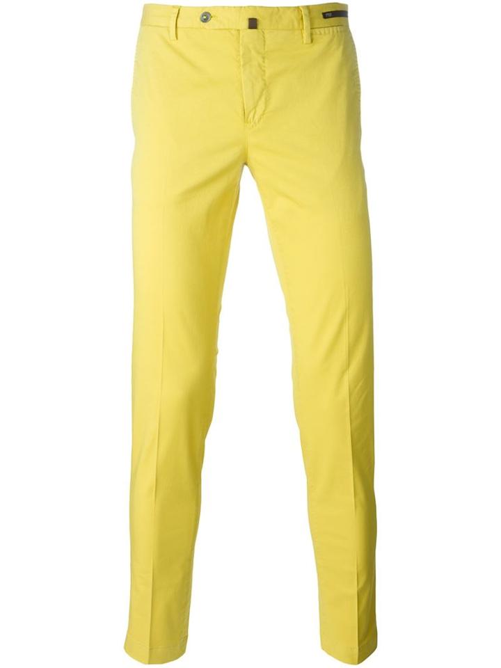 Pt01 Slim Chino Trousers, Men's, Size: 48, Yellow/orange, Cotton/linen/flax/spandex/elastane