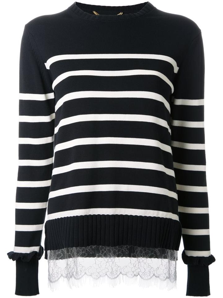 Muveil Striped Knitted Sweater, Women's, Size: 38, Black, Nylon/rayon/cotton