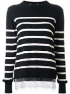 Muveil Striped Knitted Sweater, Women's, Size: 38, Black, Nylon/rayon/cotton