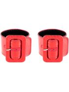 Attico Snakeskin Embossed Buckle Anklets - Red