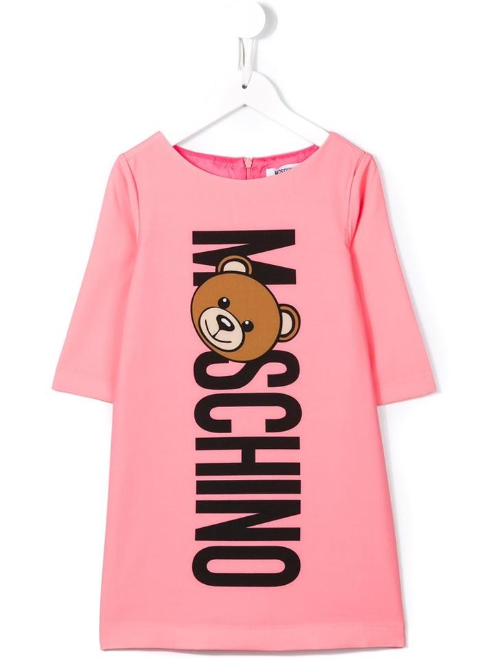 Moschino Kids Teddy Bear Logo Dress, Girl's, Size: 10 Yrs, Pink/purple