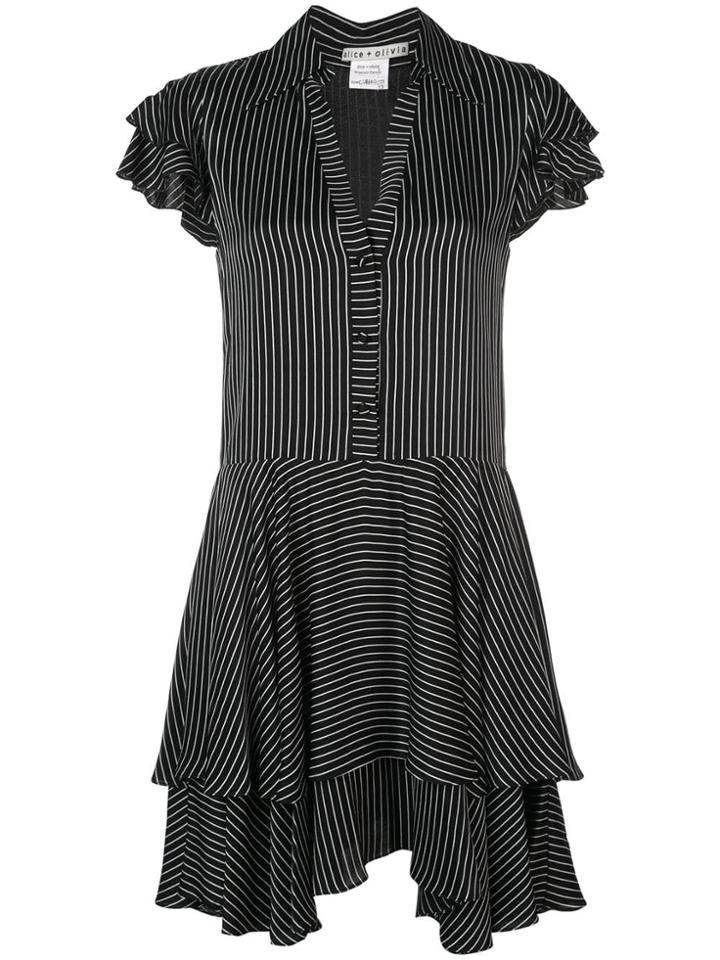 Alice+olivia Tiered Button Down Dress - Black