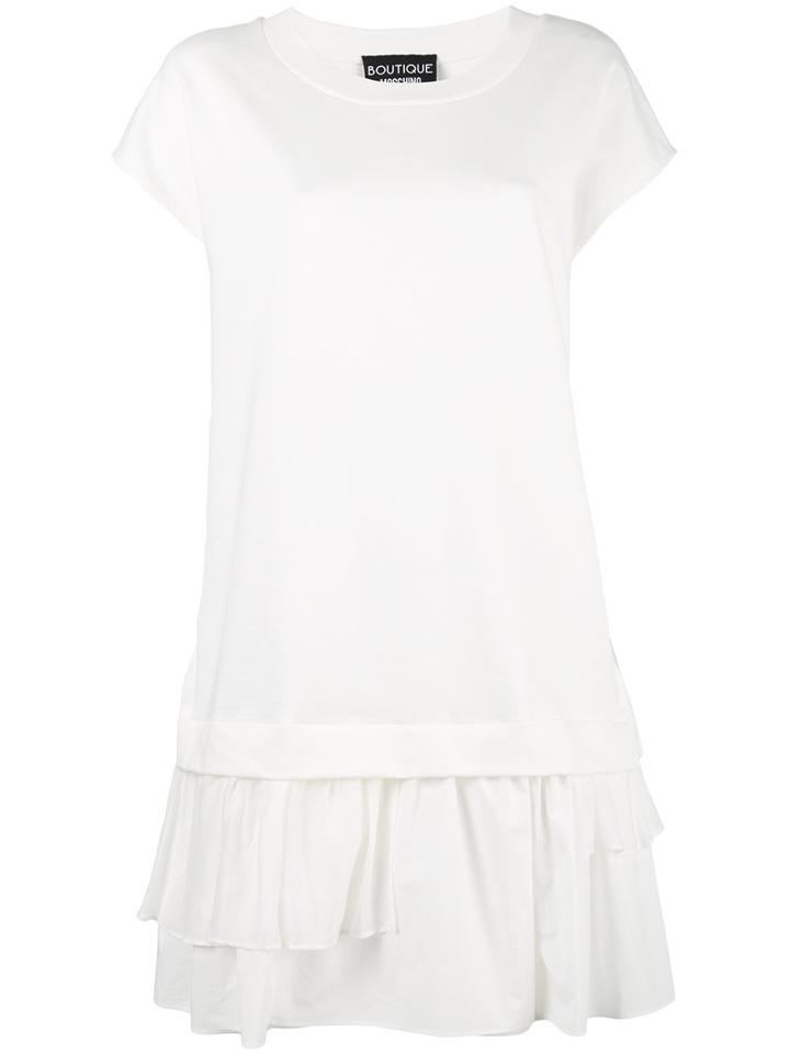 Boutique Moschino - Ruffle Hem T-shirt Dress - Women - Cotton - 42, Women's, White, Cotton