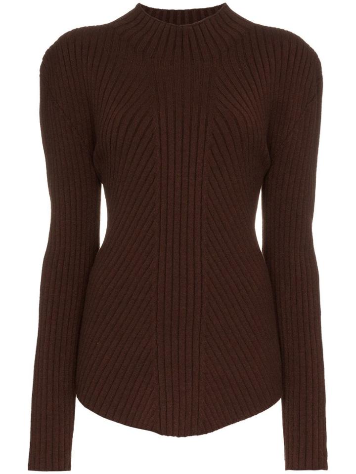 Low Classic Whole Garment Knitted Wool Jumper - Brown