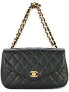 Chanel Vintage V-flap Quilted Bag - Black