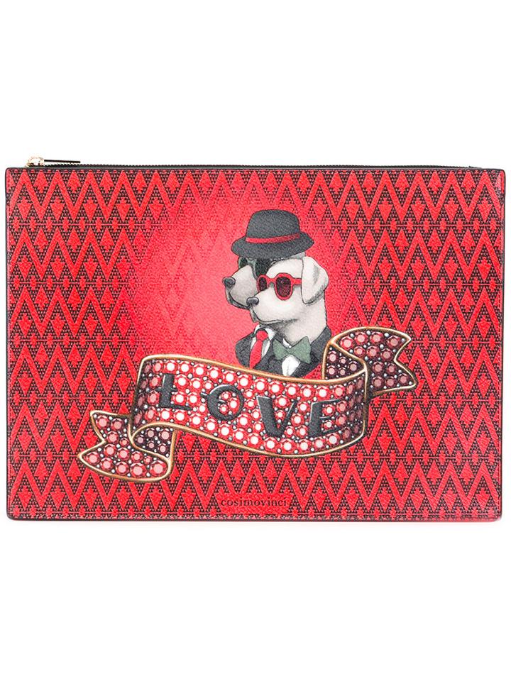 Cosimo Vinci Love Clutch, Women's, Red, Leather