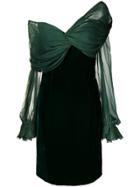 Valentino Vintage 1990's Off-the-shoulder Cocktail Dress - Green