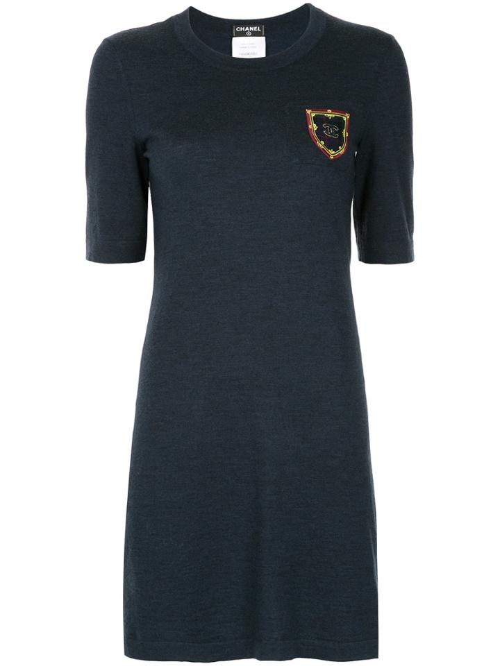 Chanel Vintage Silhouette Fitted Short Dress - Blue