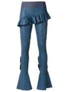 Andrea Bogosian Flared Trousers, Women's, Size: Medium, Blue, Leather/polyamide