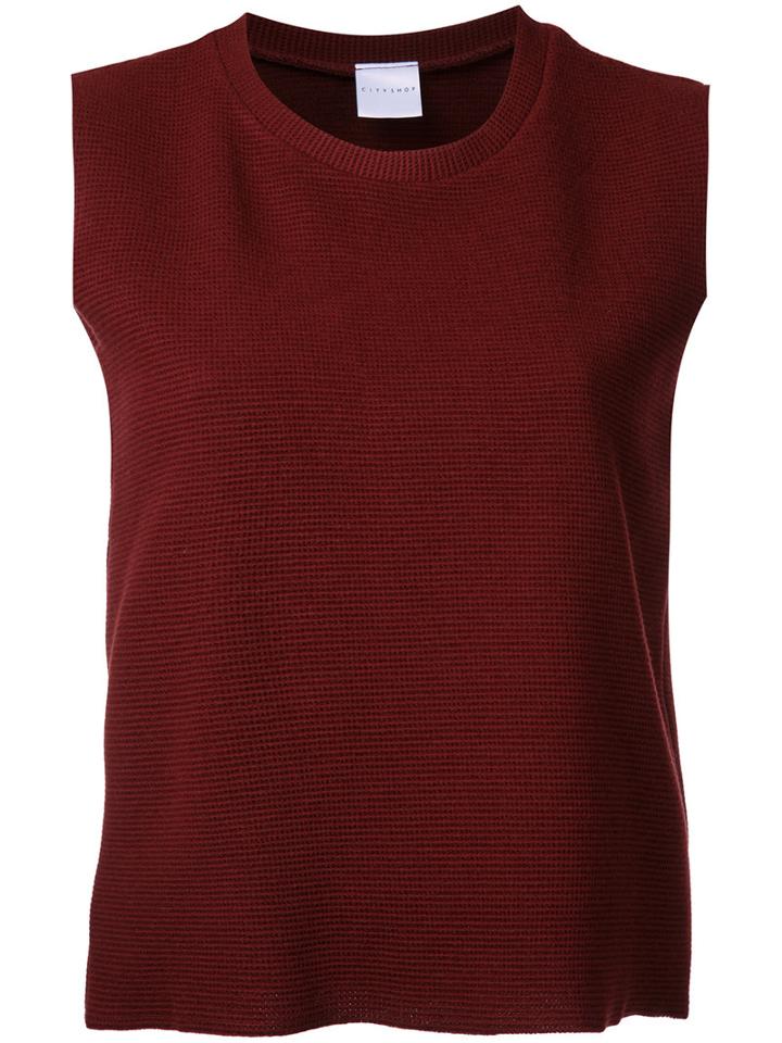 Cityshop Crew Neck Tank Top, Women's, Red, Acrylic/nylon/wool/polyurethane