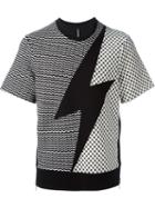 Neil Barrett 'lightning Bolt' Short Sleeve Sweatshirt, Men's, Size: Small, Black, Cotton/lyocell