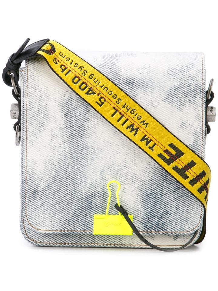 Off-white Binder Clip Denim Messenger Bag - Blue