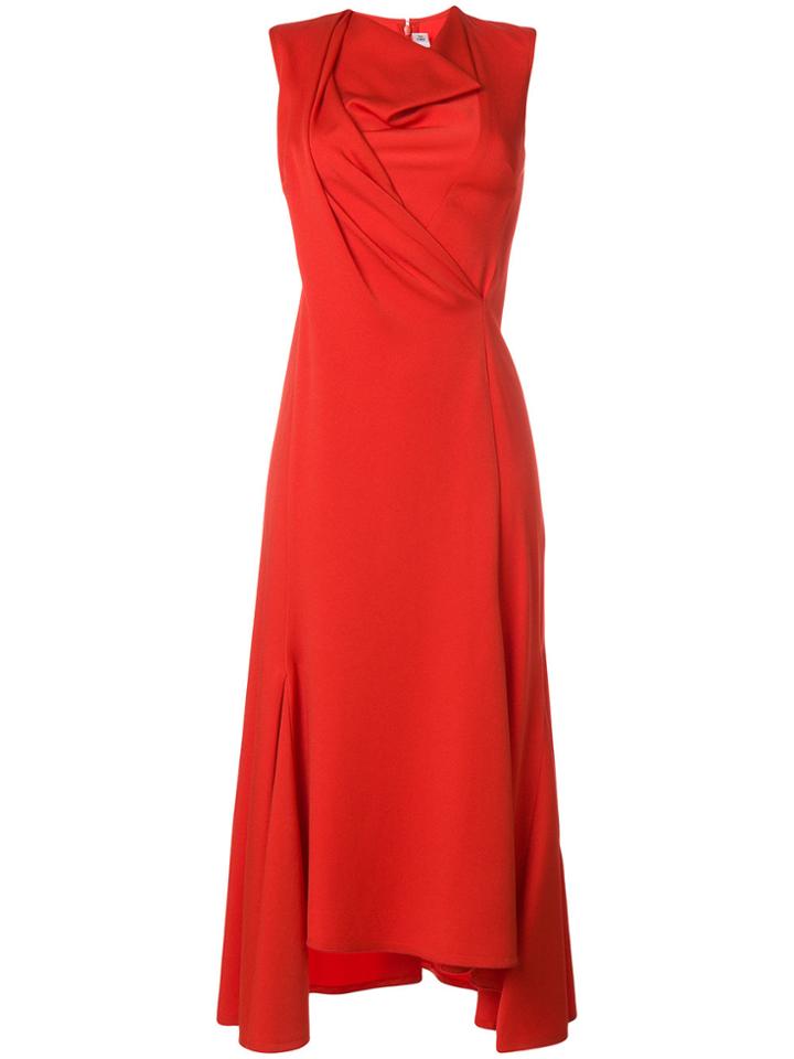 Victoria Beckham Draped Front Midi Dress - Red