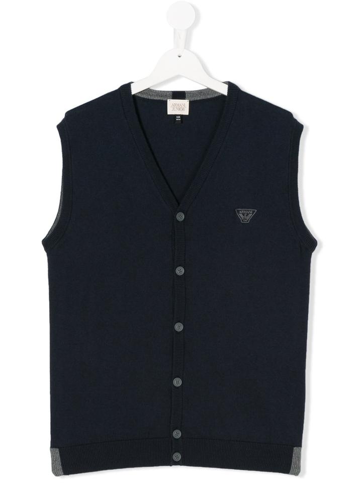 Armani Junior - Teen Knitted Waistcoat - Kids - Cotton/wool - 16 Yrs, Blue