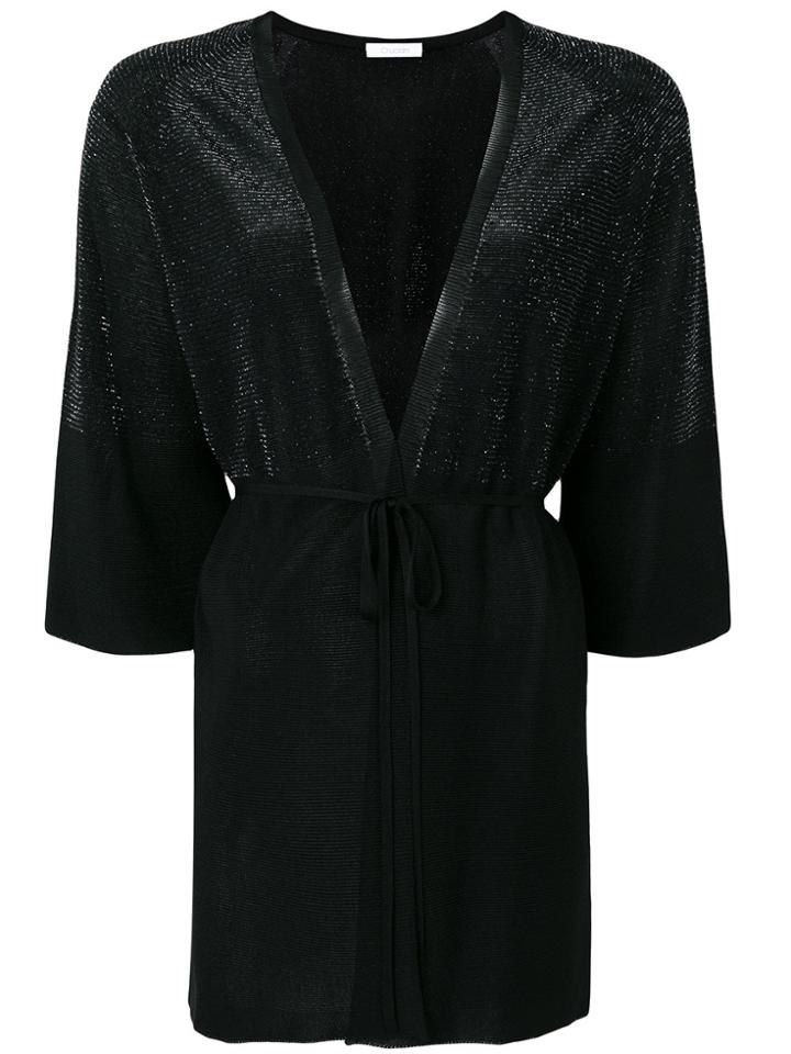 Cruciani Lurex Tie Front Cardigan - Black