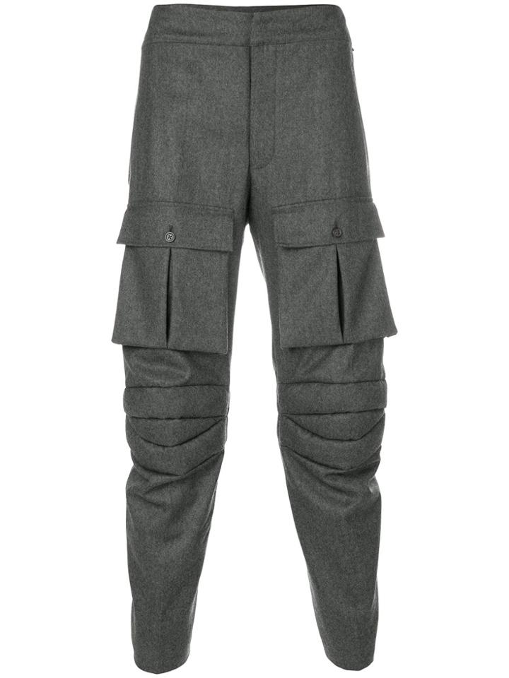 Thom Browne Articulated Solid Wool Flannel Trouser - Grey