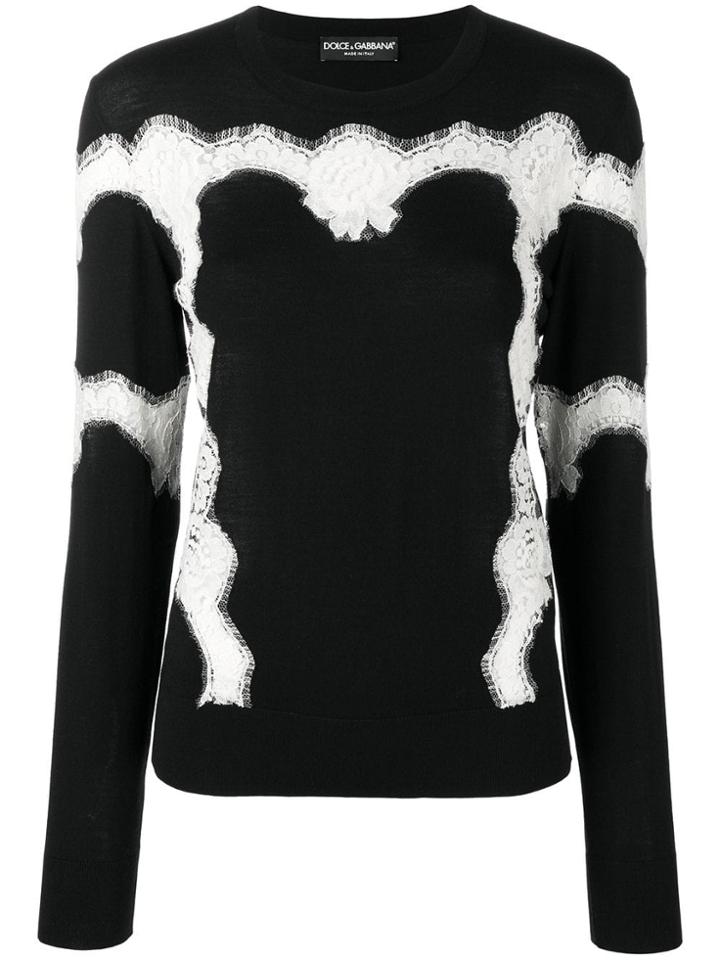 Dolce & Gabbana Contrast Knit Jumper - Black