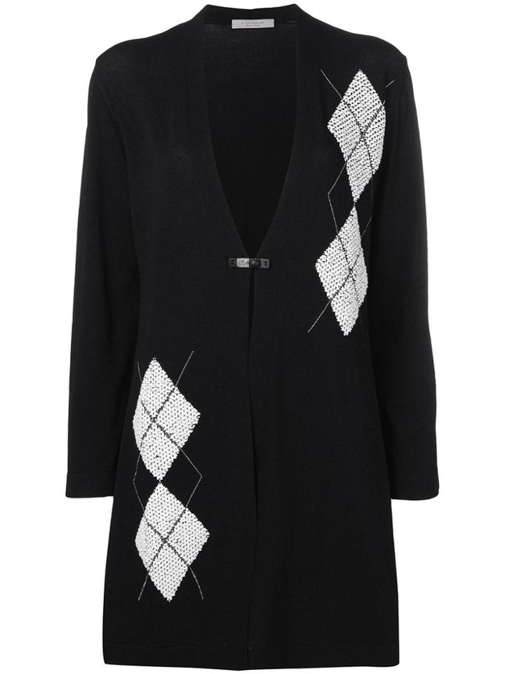 D.exterior Argyle Knit Cardigan - Black