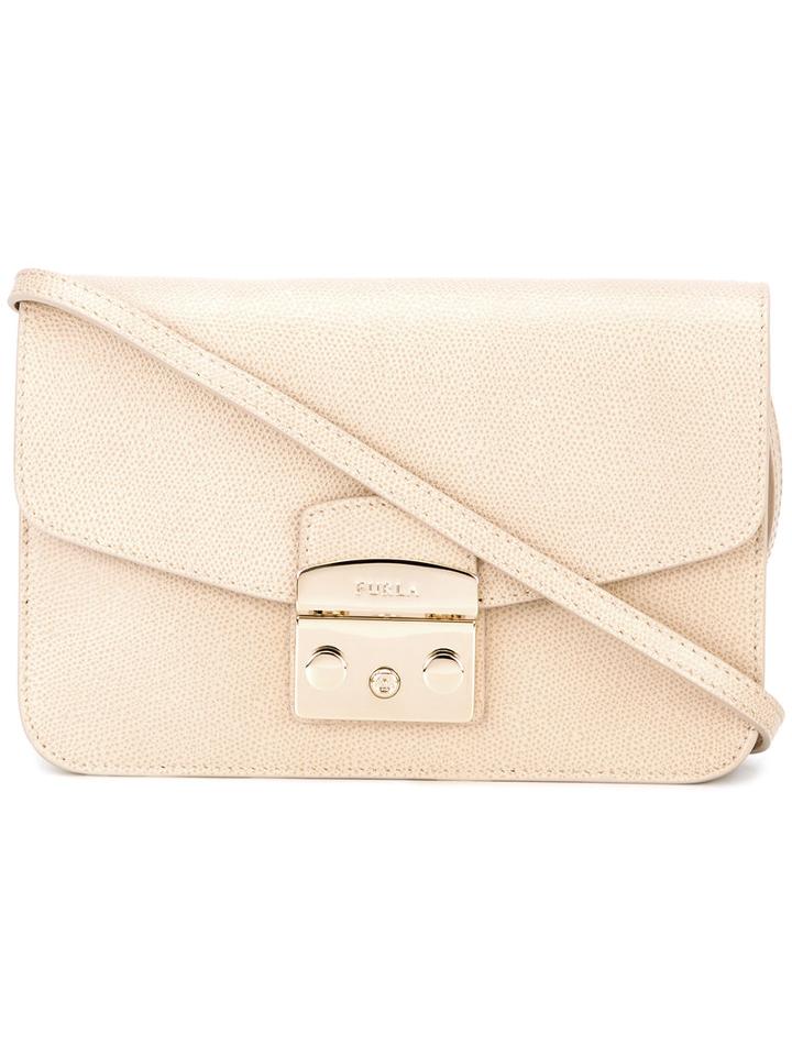 Furla Fold-over Closure Crossbody Bag, Women's, Nude/neutrals, Leather/metal (other)