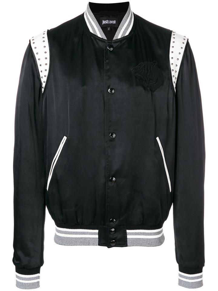 Just Cavalli Embroidered Chest Panel Bomber - Black