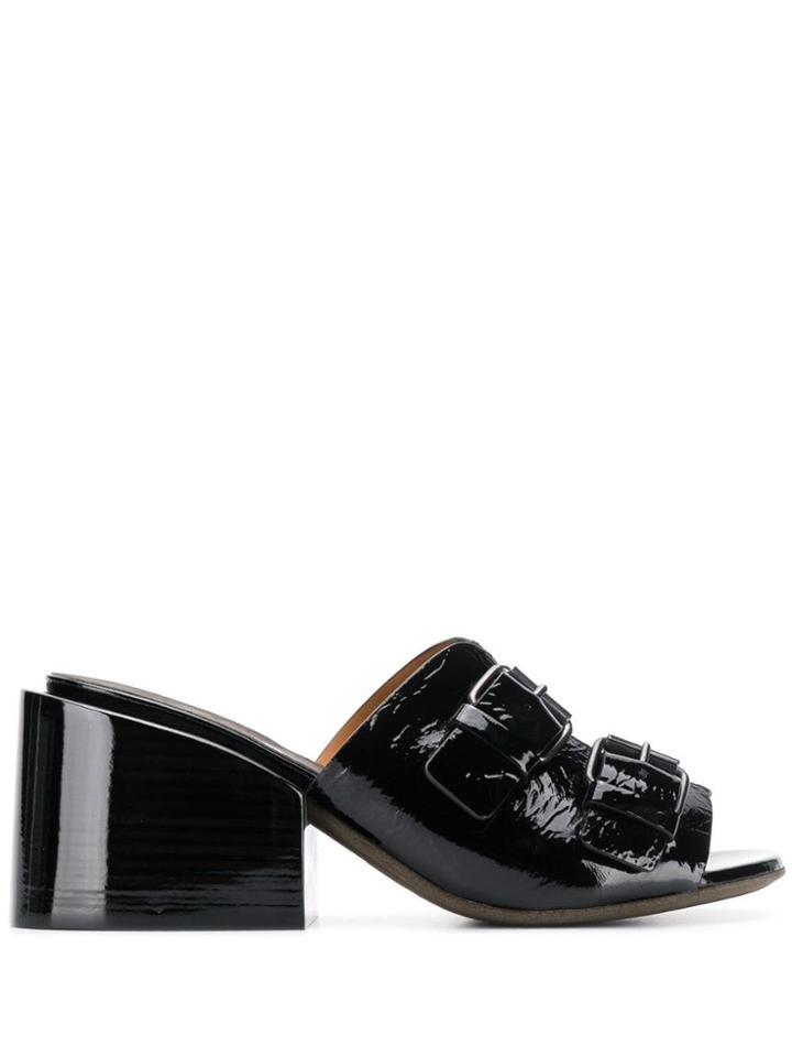 Marsèll Double Buckle Strap Mules - Black