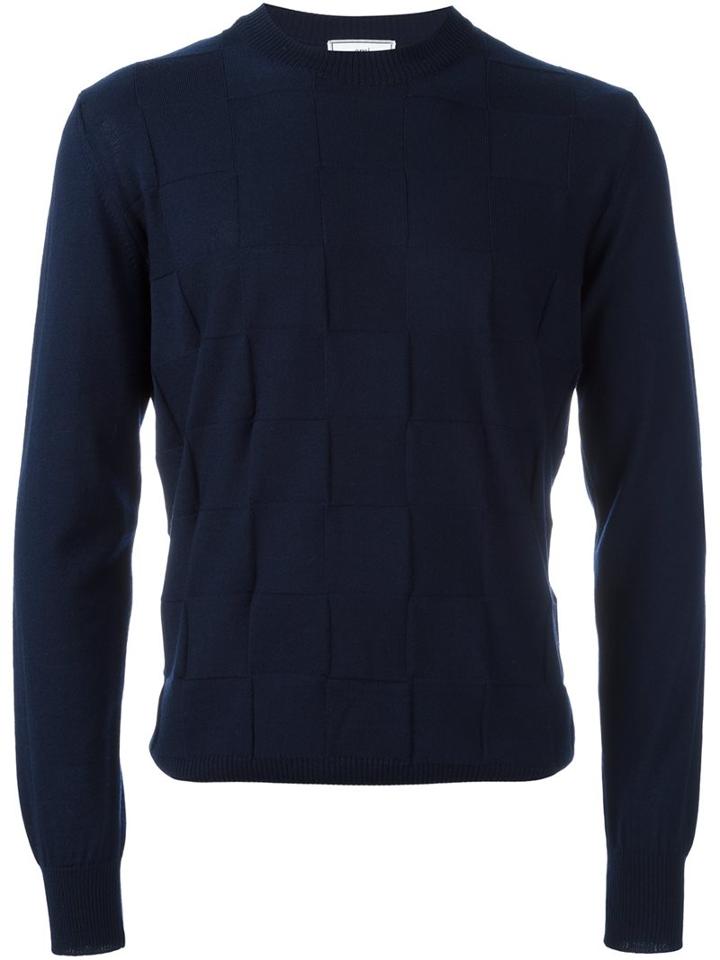 Ami Alexandre Mattiussi Crew Neck Sweater, Men's, Size: Medium, Blue, Wool
