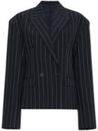 Juun.j Double Breasted Pinstripe Blazer - Blue