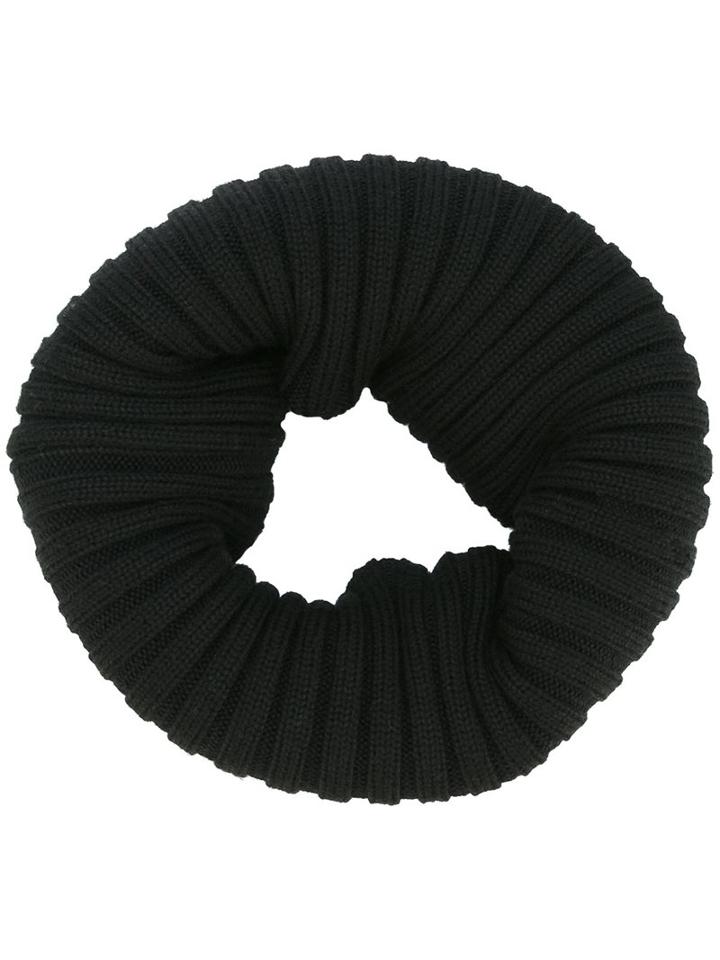 Erika Cavallini Rib Knit Neck Warmer, Women's, Black, Acrylic/wool