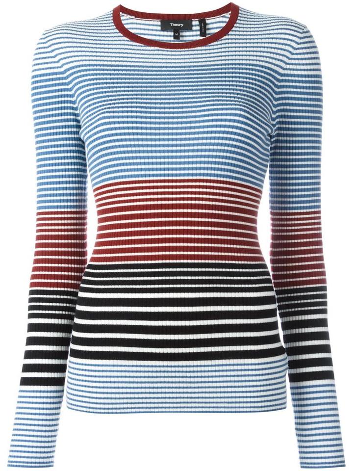 Theory Striped Jumper, Women's, Size: Large, Blue, Merino