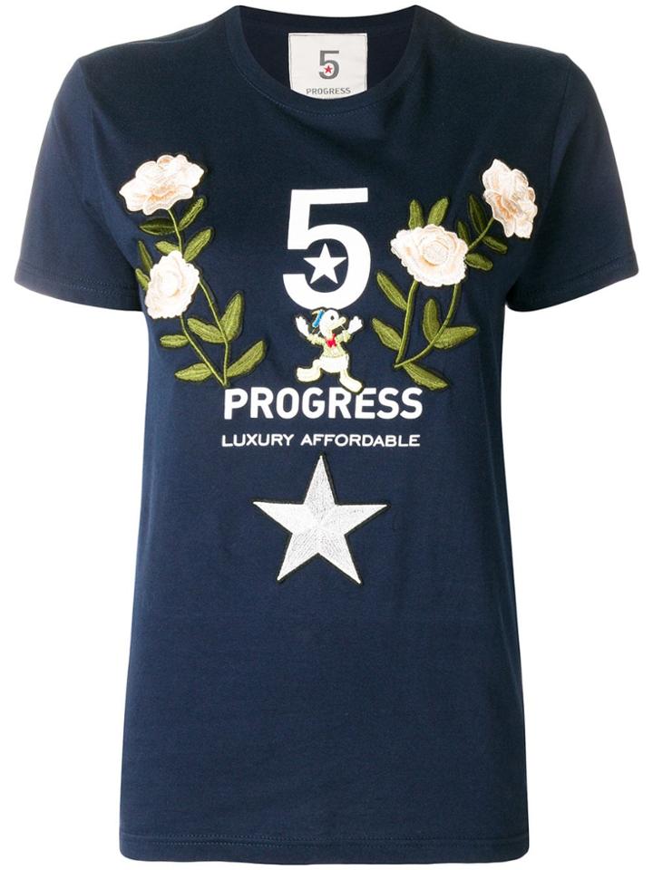 5 Progress Flower T-shirt - Blue