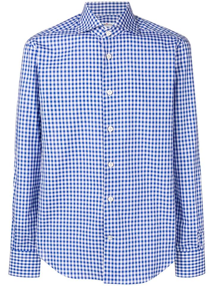 Kiton Vichy Button Down Shirt - Blue