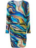 Roberto Cavalli Sistine Chapel Print Ruched Dress - Blue