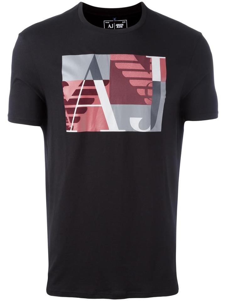 Armani Jeans Logo Print T-shirt, Men's, Size: Xxxl, Black, Cotton