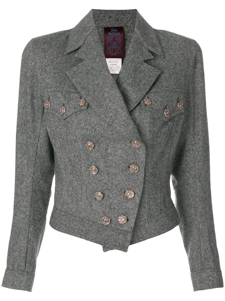 John Galliano Vintage Double-breasted Cropped Jacket - Grey