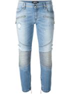 Just Cavalli Cropped Biker Jeans, Women's, Size: 27, Blue, Cotton/spandex/elastane/polyester