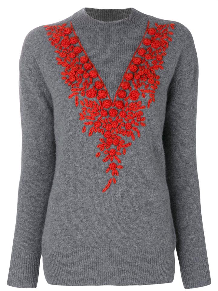 Zanone Embroidered Knit Jumper - Grey