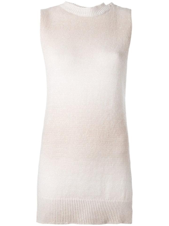 Lamberto Losani High Neck Knitted Tank - Neutrals