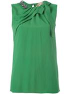 No21 Embellished Neck Top, Women's, Size: 36, Green, Acetate/silk