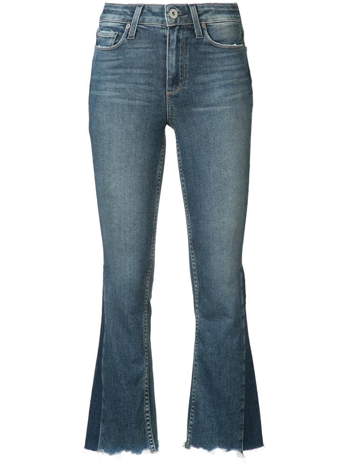 Paige Flared Cropped Jeans, Women's, Size: 25, Blue, Cotton/polyester/spandex/elastane