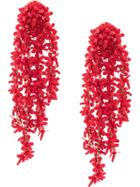 Oscar De La Renta Beaded Cascade Drop Earrings - Red