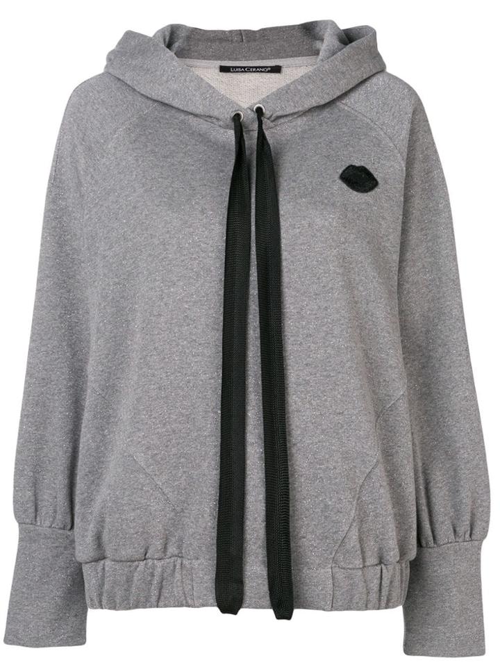 Luisa Cerano Lip Patch Hoodie - Grey