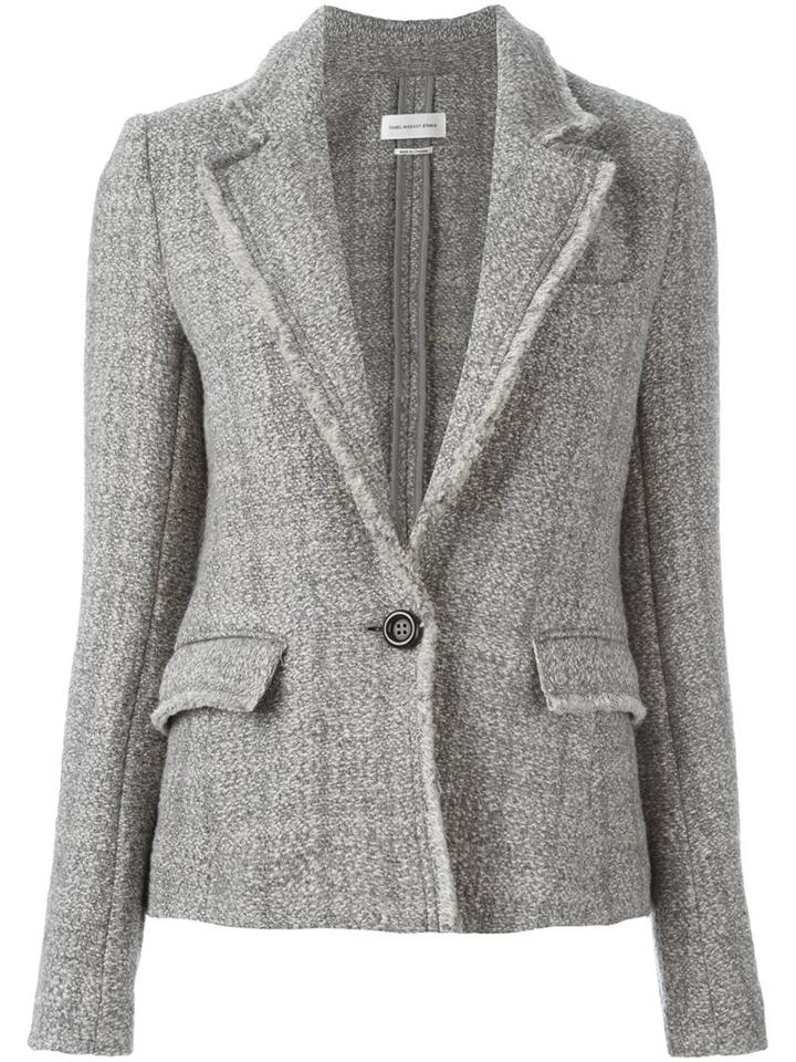 Isabel Marant Étoile 'lacy' Bouclé Jacket, Women's, Size: 38, Grey, Wool/linen/flax/polyamide/cotton