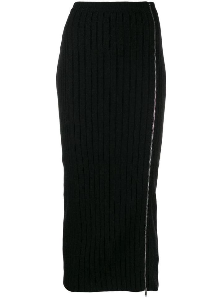 Palm Angels Zip-through Fitted Midi Skirt - Black