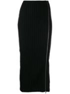 Palm Angels Zip-through Fitted Midi Skirt - Black