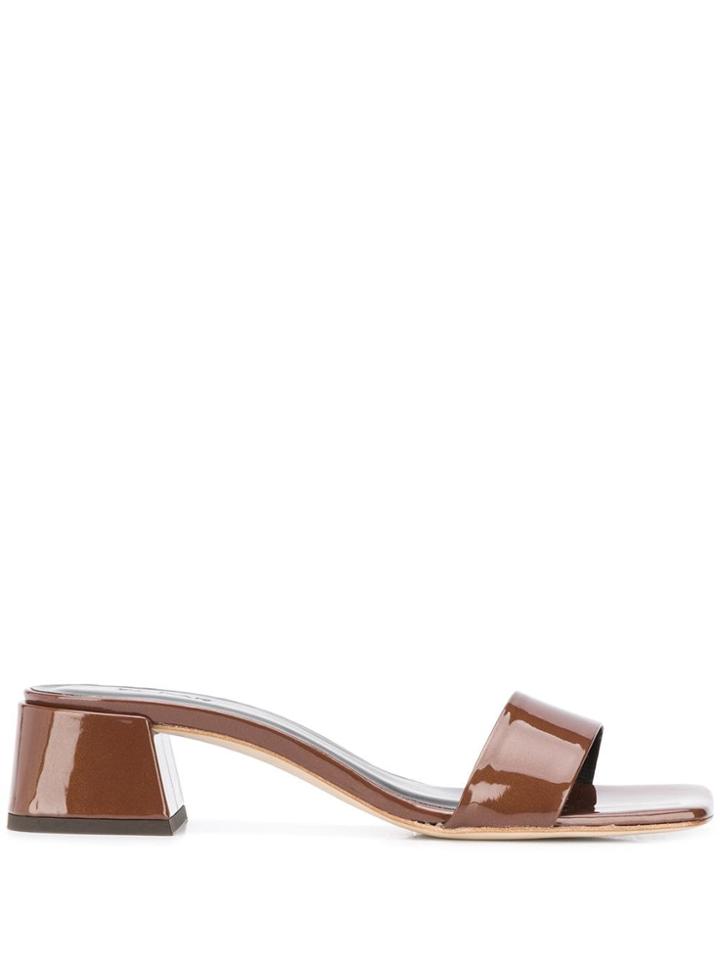 By Far Block Heel Slip-on Sandals - Brown
