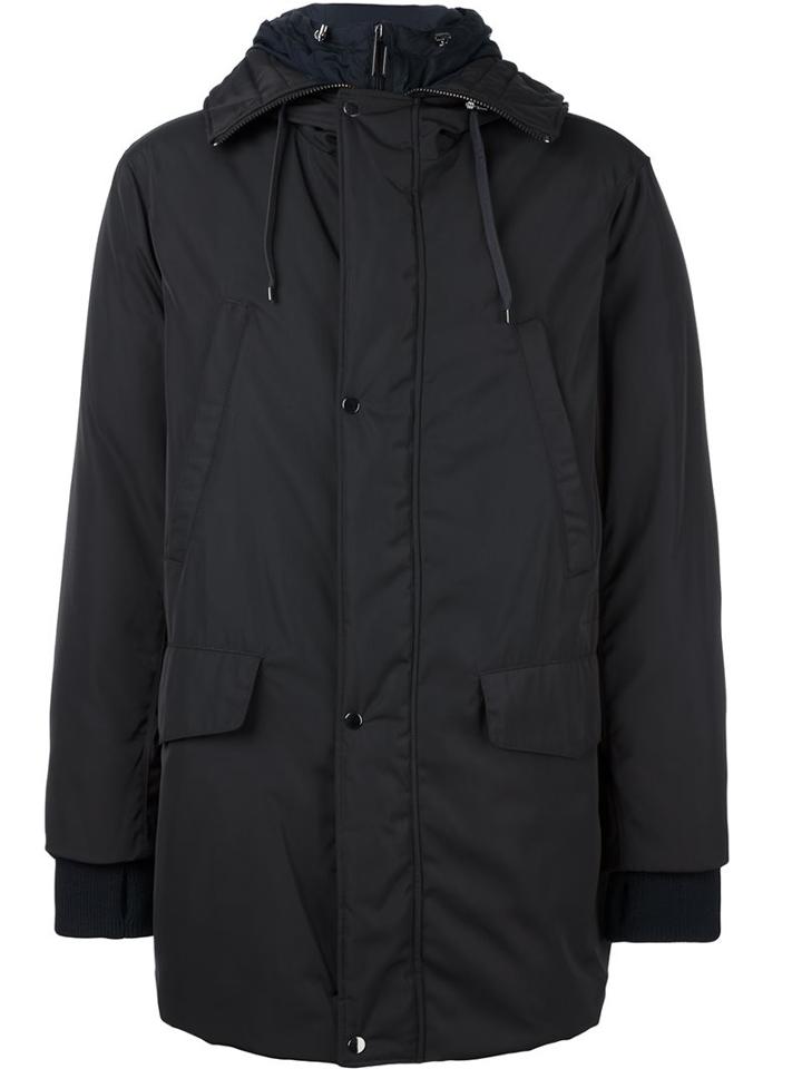 Emporio Armani Hooded Parka, Men's, Size: Large, Blue, Polyamide/polyester/feather Down