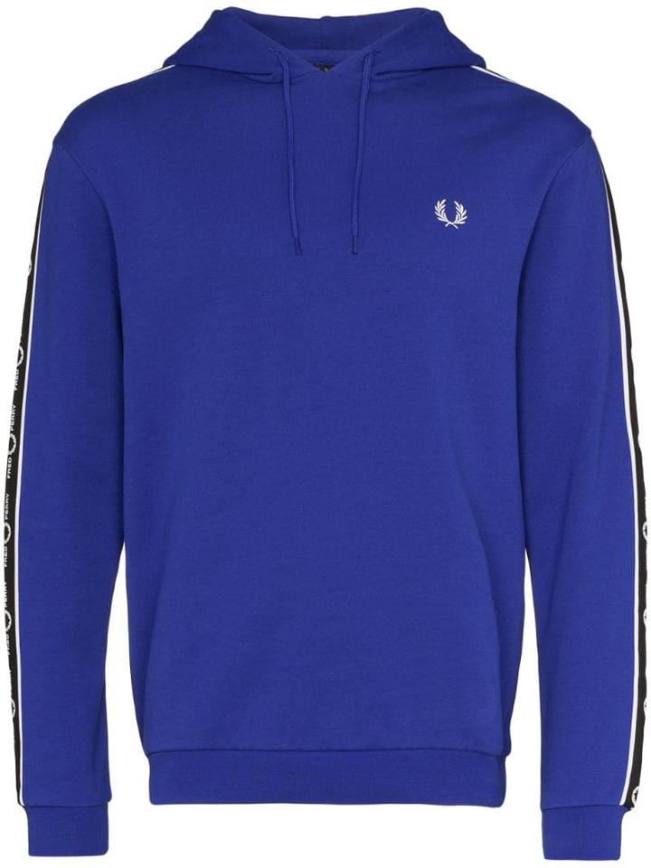 Fred Perry Logo Tape Hoodie - Blue