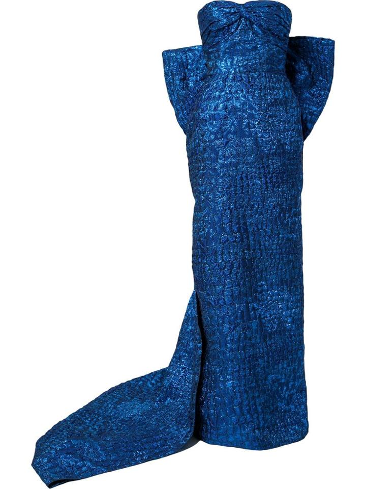 Bambah Oxford Pencil Bow Gown - Blue